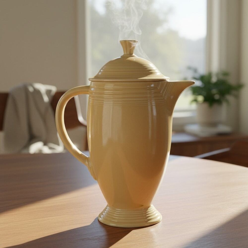 Vintage Fiestaware Original Yellow Coffee Pot Art Deco Homer Laughlin 1937-1959